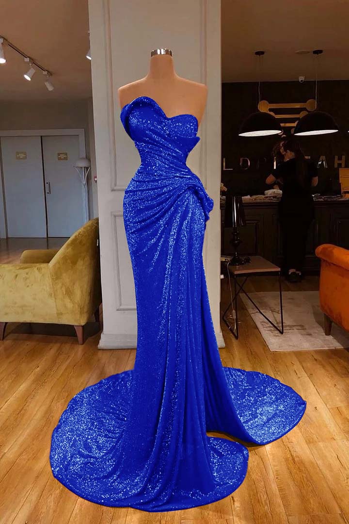 Mermaid Prom Dress Sleeveless Sweetheart Sequined Formal Dress