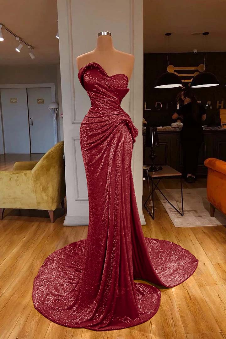 Mermaid Prom Dress Sleeveless Sweetheart Sequined Formal Dress