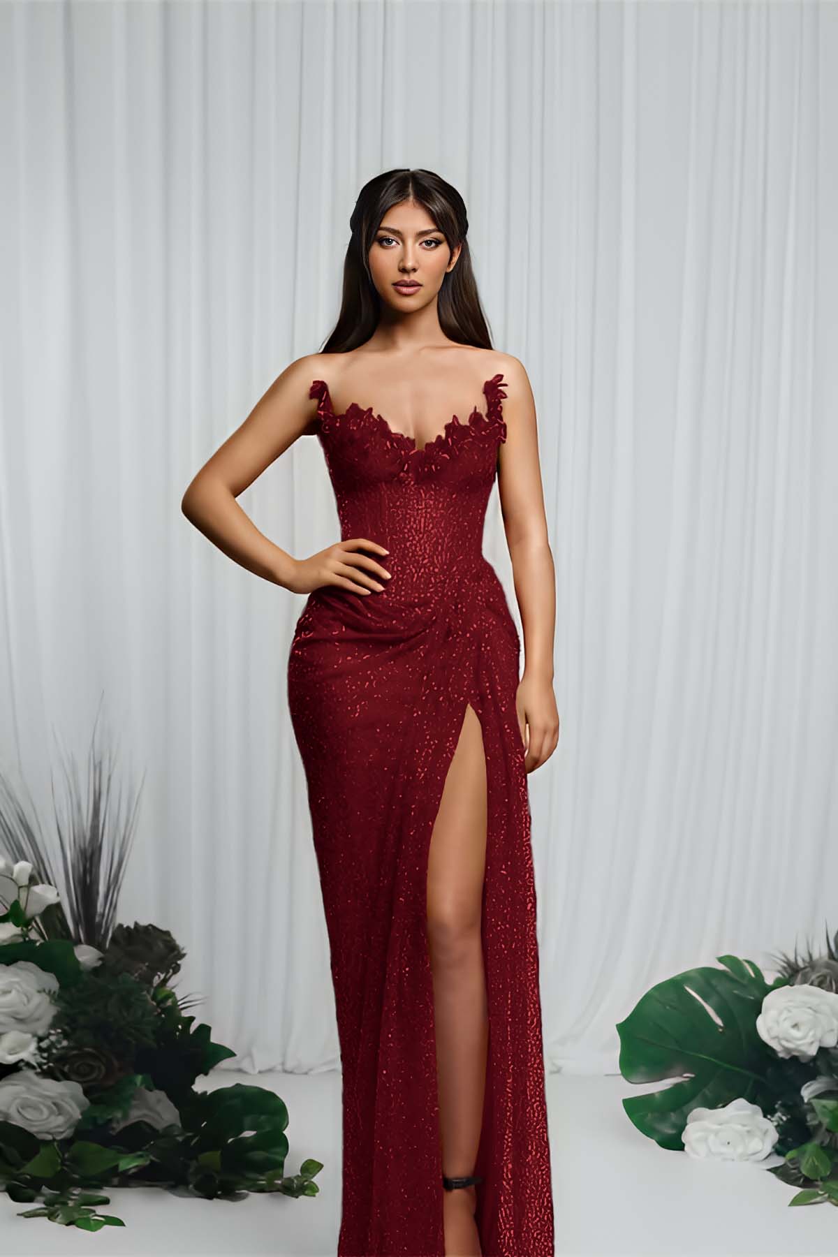 Mermaid Prom Dress Strapless Sleeveless Formal Dress With Sequins