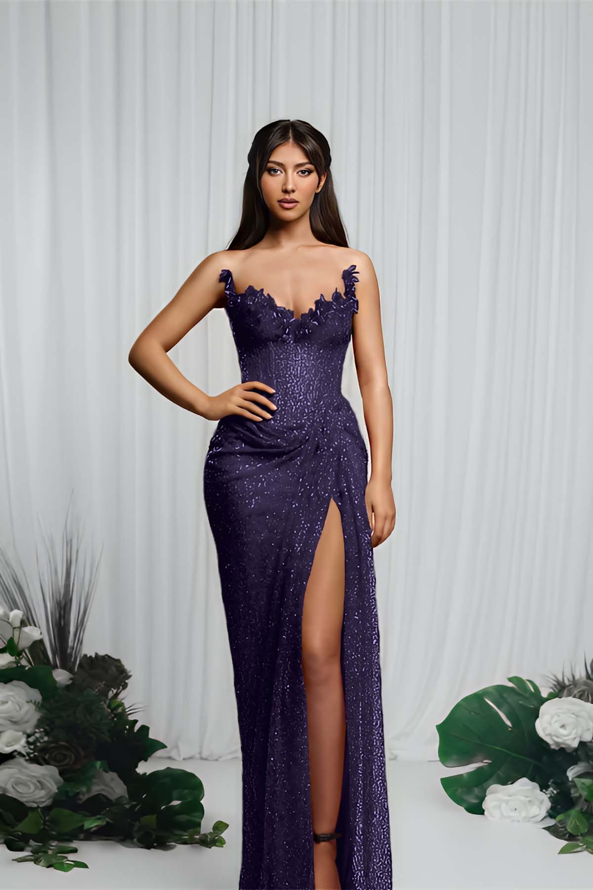 Mermaid Prom Dress Strapless Sleeveless Formal Dress With Sequins