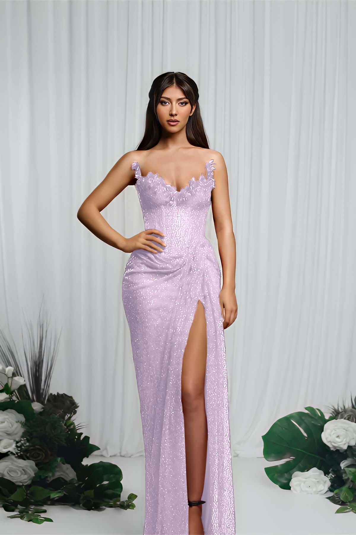 Mermaid Prom Dress Strapless Sleeveless Formal Dress With Sequins