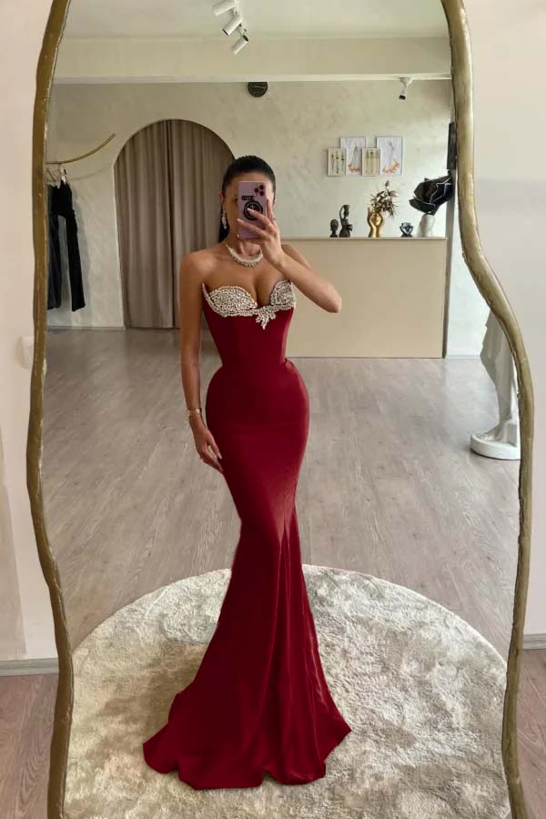 Mermaid Prom Dress Sweetheart Formal Dress With Beadings and Rhinestones