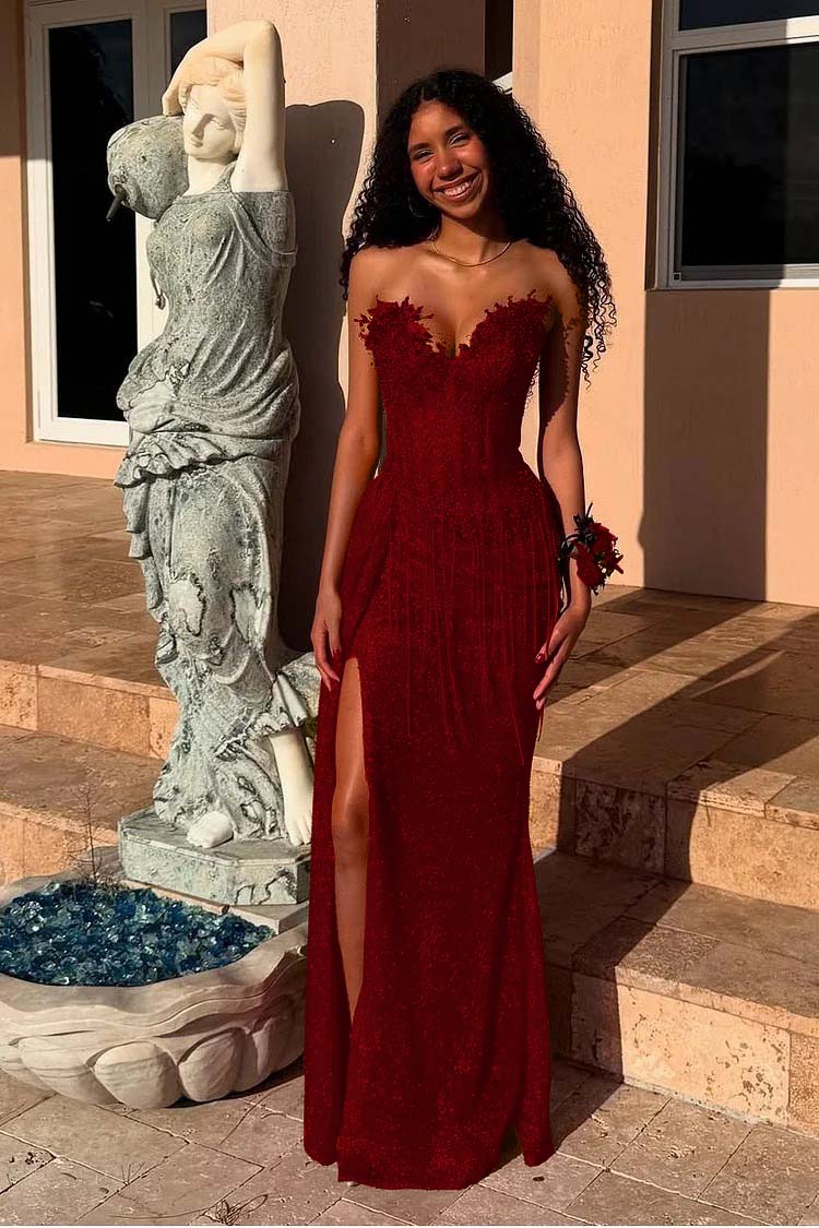 Mermaid Prom Dress Sweetheart Sleeveless Formal Dress With Beadings and Rhinestones