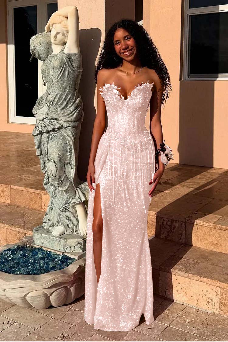 Mermaid Prom Dress Sweetheart Sleeveless Formal Dress With Beadings and Rhinestones