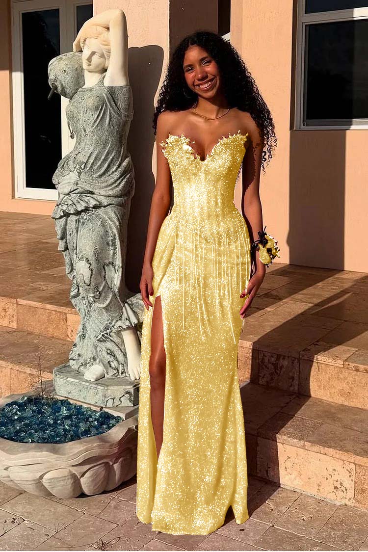 Mermaid Prom Dress Sweetheart Sleeveless Formal Dress With Beadings and Rhinestones