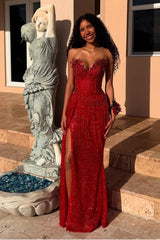 Mermaid Prom Dress Sweetheart Sleeveless Formal Dress With Beadings and Rhinestones