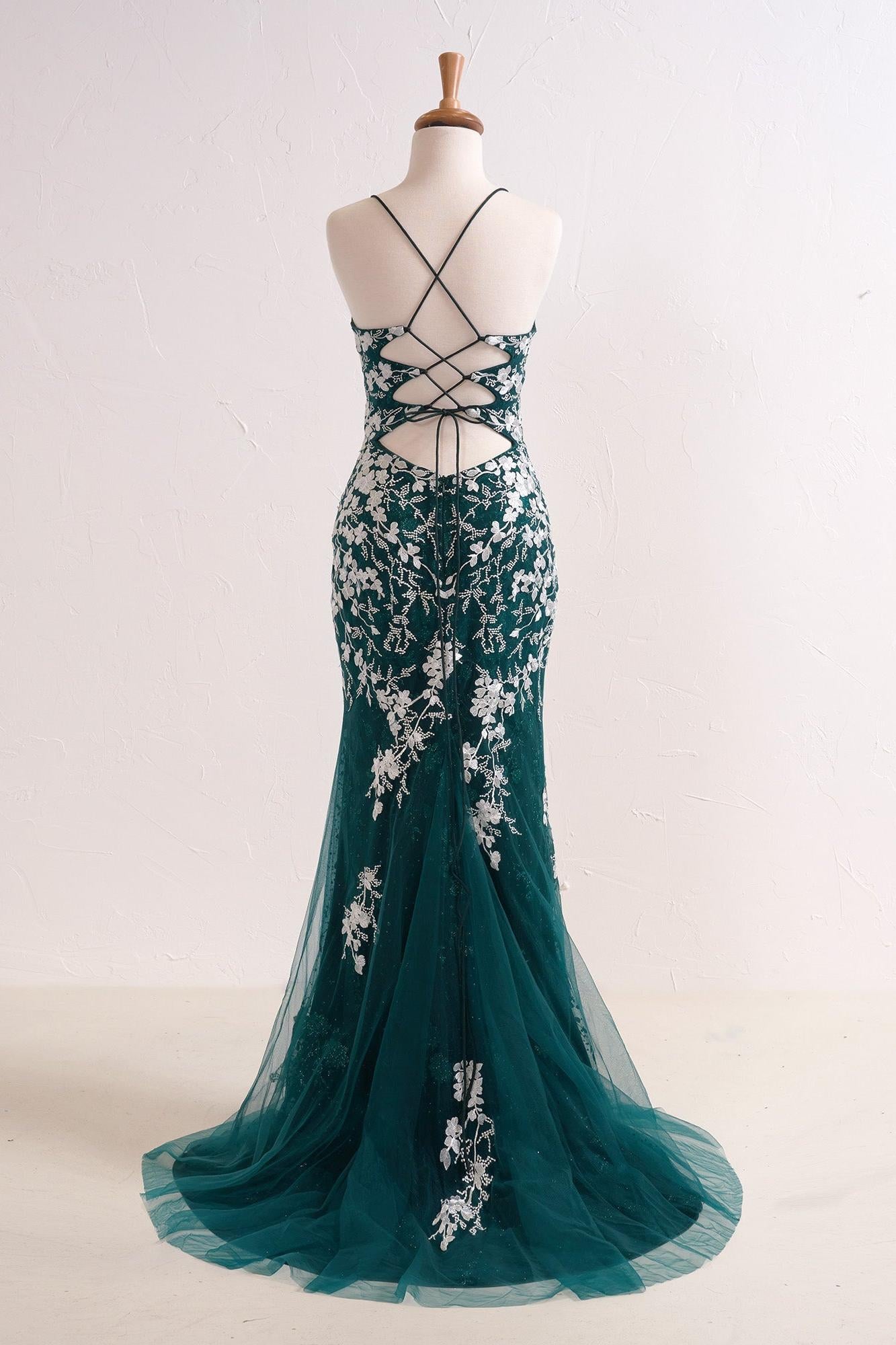 Mermaid Prom Dress V Neck Long Elegant with Delicate Appliques Beading Evening Dress