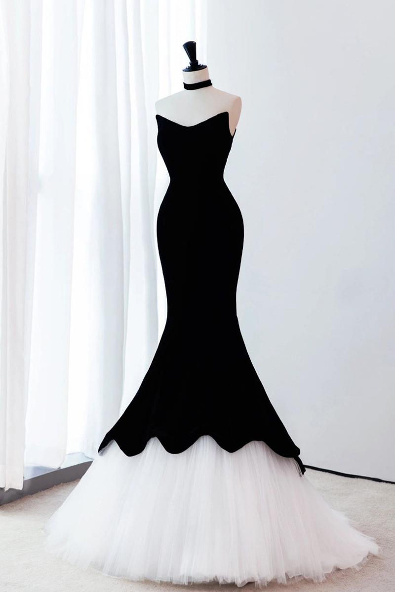 Mermaid Prom Dress Velvet Black Long Formal Dress Evening Dress