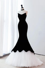 Mermaid Prom Dress Velvet Black Long Formal Dress Evening Dress