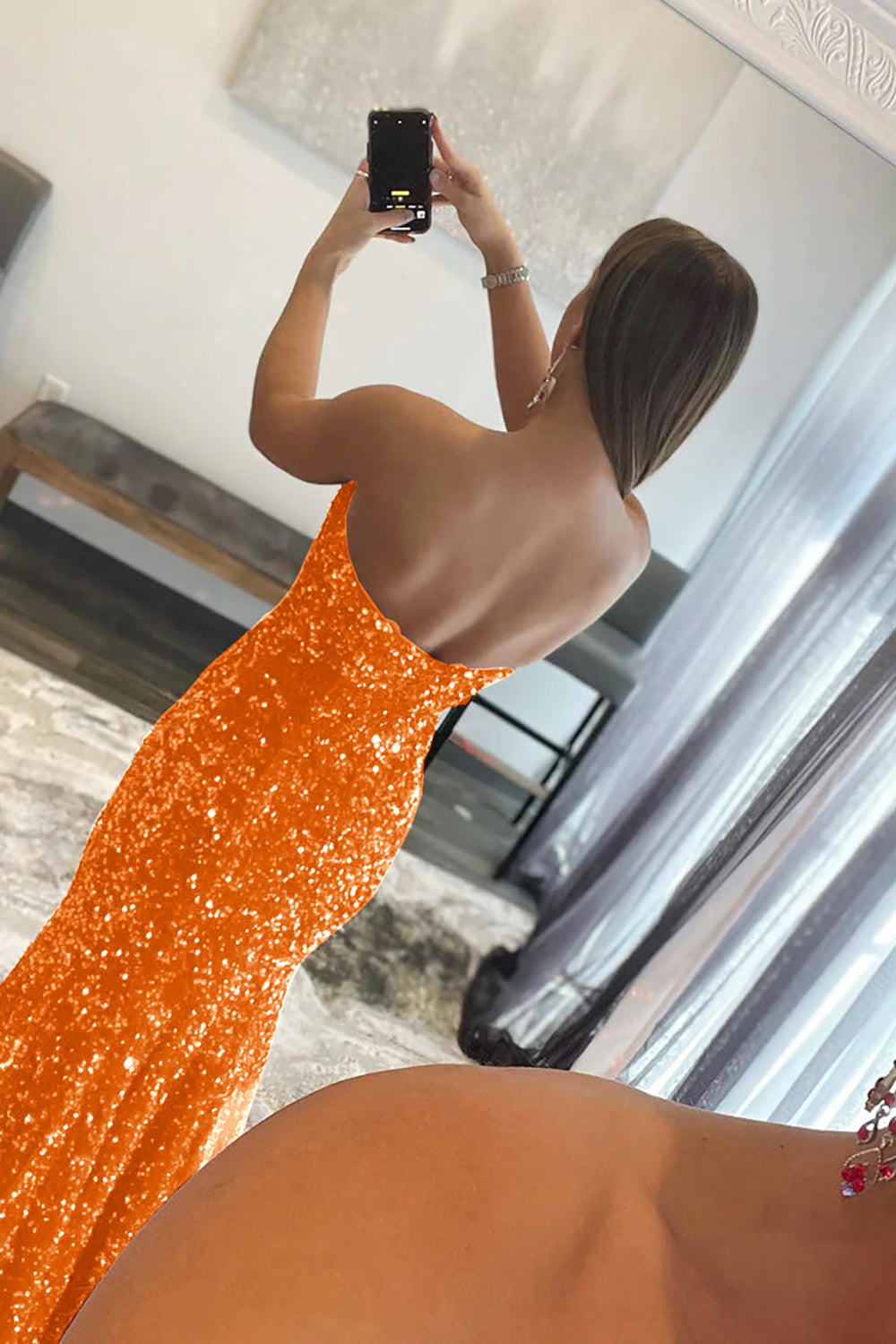 Mermaid Royal Blue Prom Dress Sequin Evening Dress With Slit