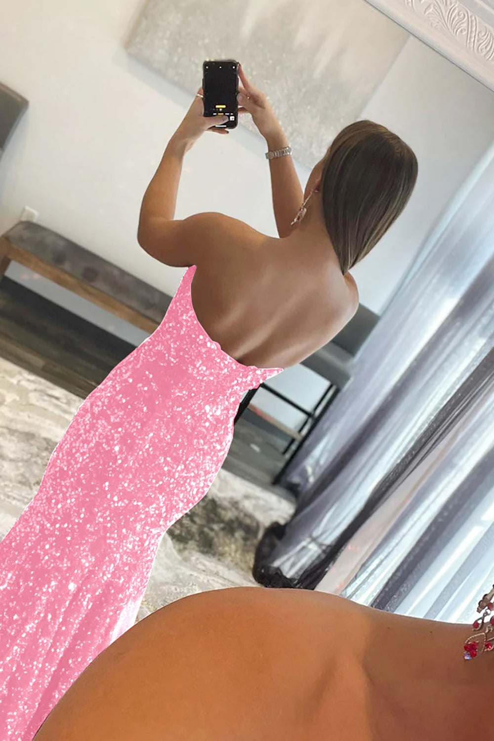 Mermaid Royal Blue Prom Dress Sequin Evening Dress With Slit