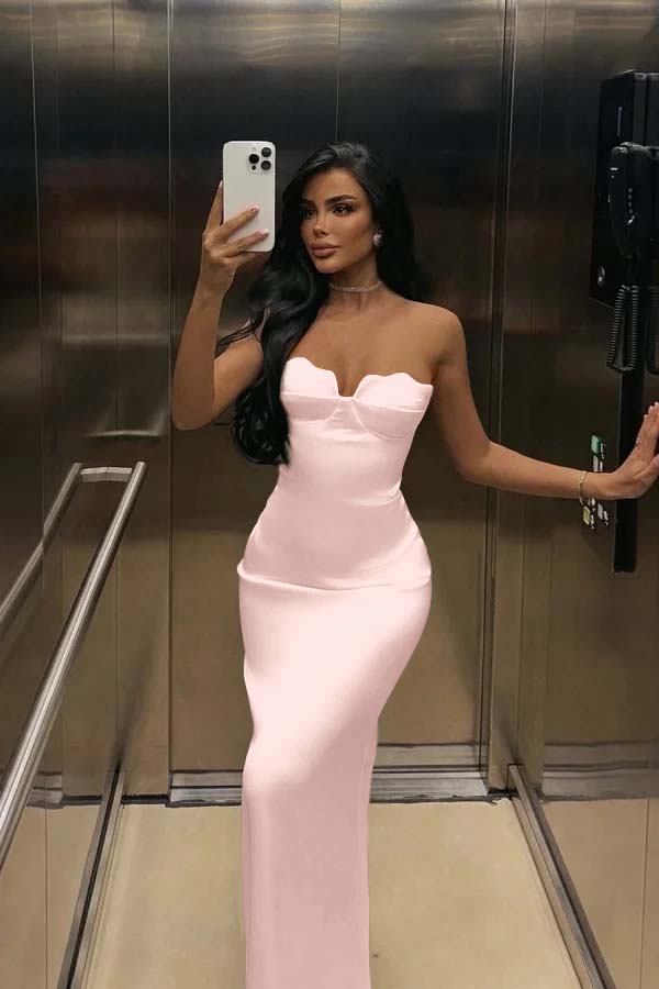 Mermaid Satin Prom Dress Sleeveless Sweetheart Formal Dress