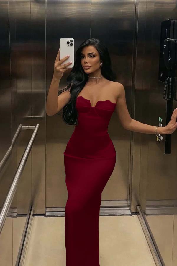 Mermaid Satin Prom Dress Sleeveless Sweetheart Formal Dress