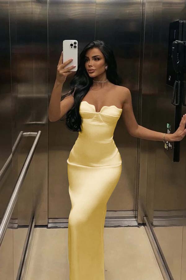 Mermaid Satin Prom Dress Sleeveless Sweetheart Formal Dress