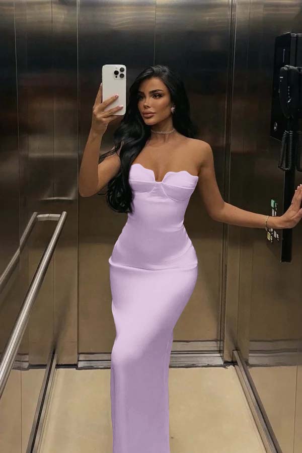Mermaid Satin Prom Dress Sleeveless Sweetheart Formal Dress