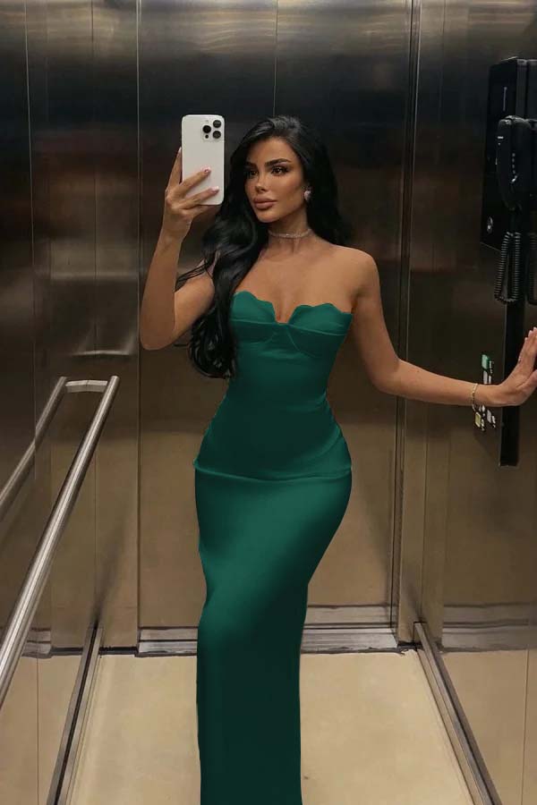 Mermaid Satin Prom Dress Sleeveless Sweetheart Formal Dress