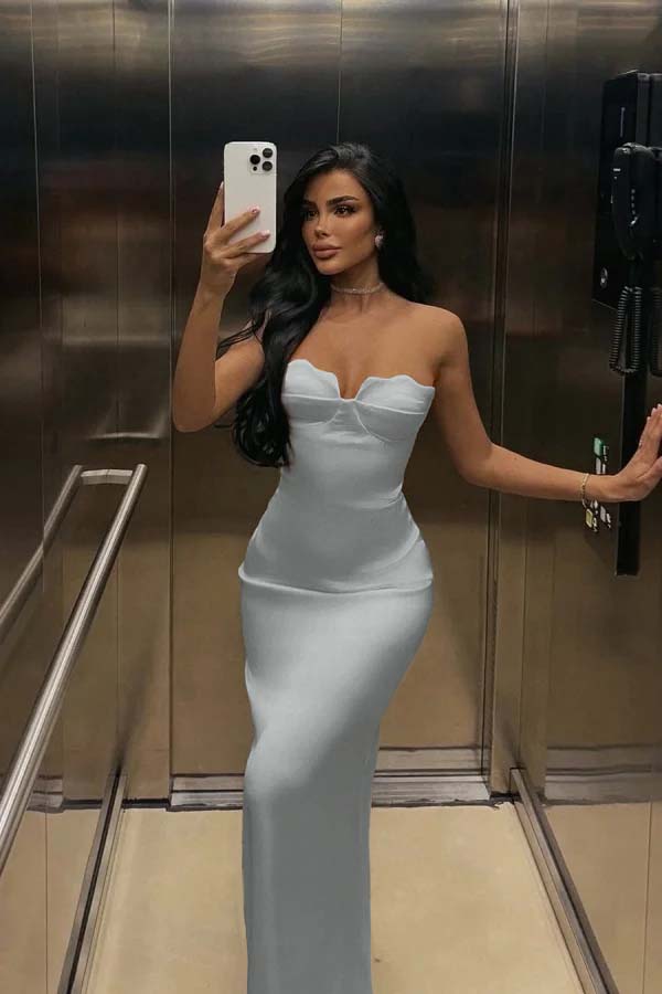 Mermaid Satin Prom Dress Sleeveless Sweetheart Formal Dress