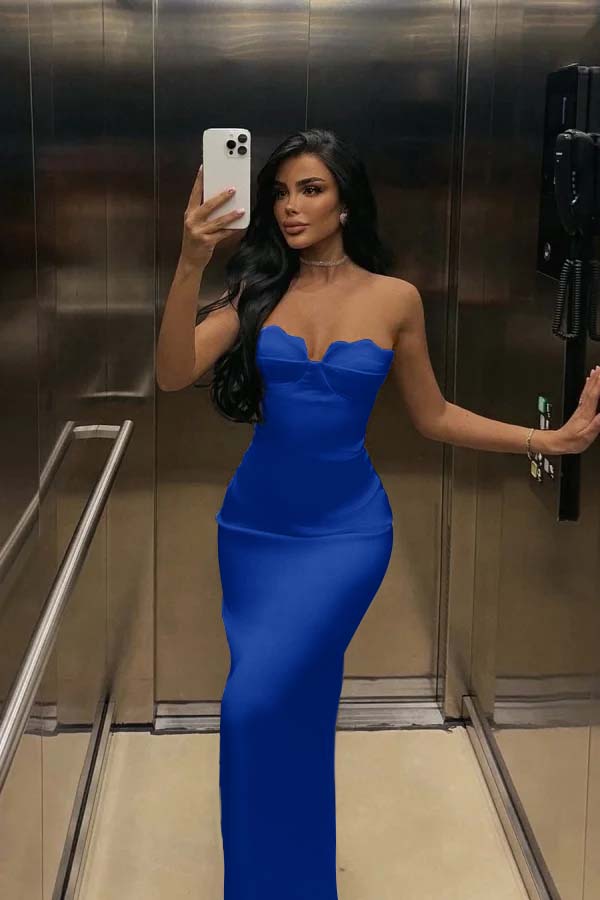 Mermaid Satin Prom Dress Sleeveless Sweetheart Formal Dress