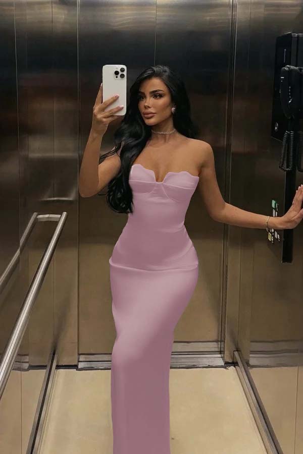Mermaid Satin Prom Dress Sleeveless Sweetheart Formal Dress