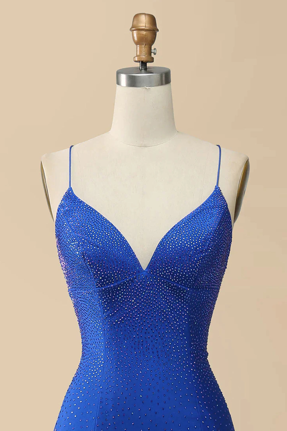 Mermaid Spaghetti Straps Red Prom Dress Long Evening Dress with Criss Cross Back