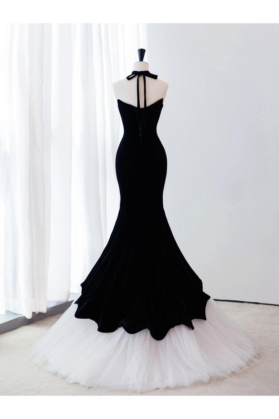 Mermaid Velvet Formal Dress Black Long Evening Dress