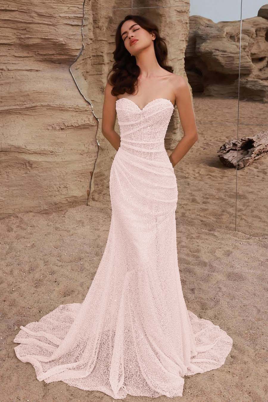 Mermaid Wedding Dress Sleeveless Sweetheart Sequined Bridal Gown