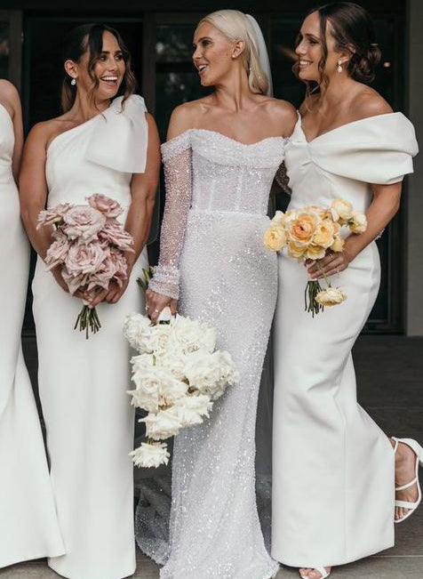 Mermaid Wedding Dress with Sequined Long Sleeves