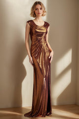 Mermaid/Trumpet Sleeveless Floor-Length Mother of the Bride Dress with Scoop Neck Ruffles & Side Split