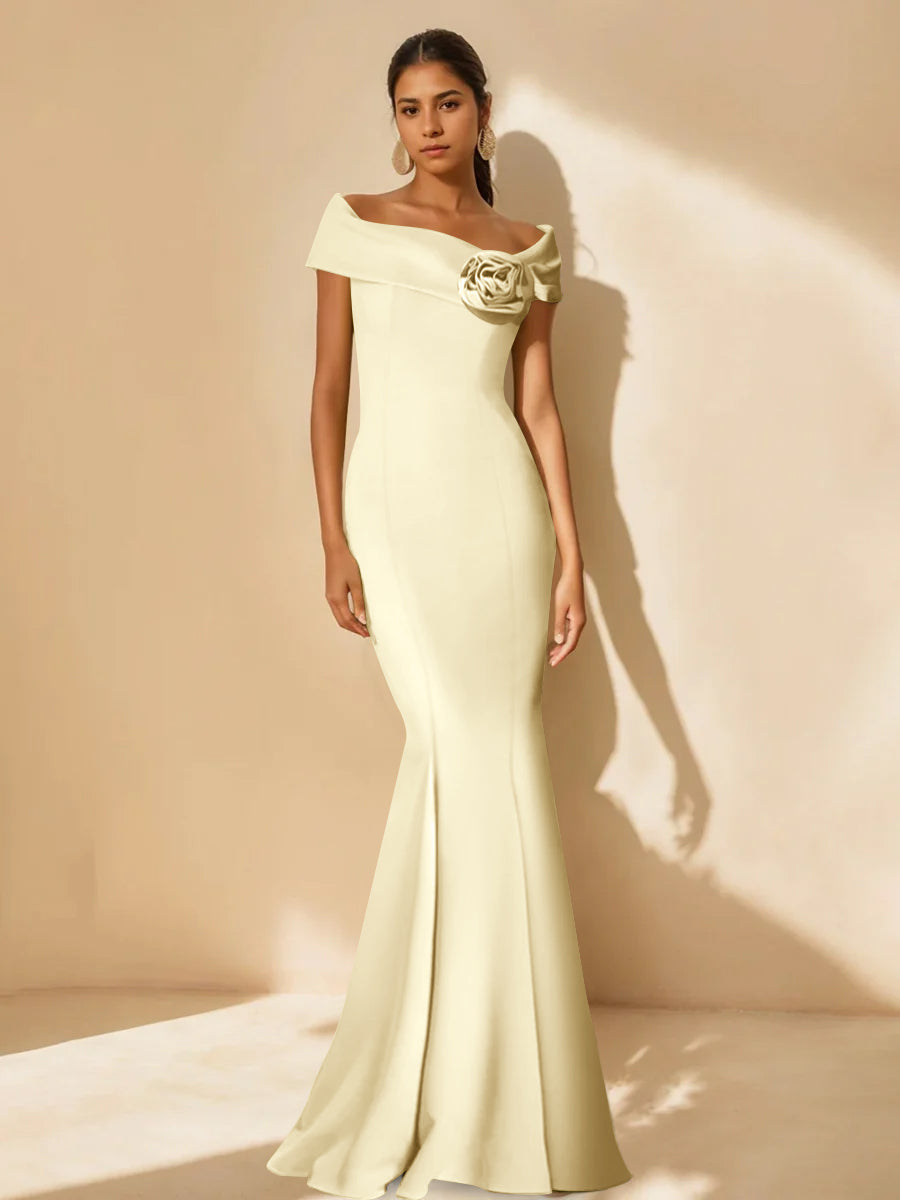 Minimalist Off-the-Shoulder Mother of the Bride Dresses in Trumpet/Mer –  Dressystars