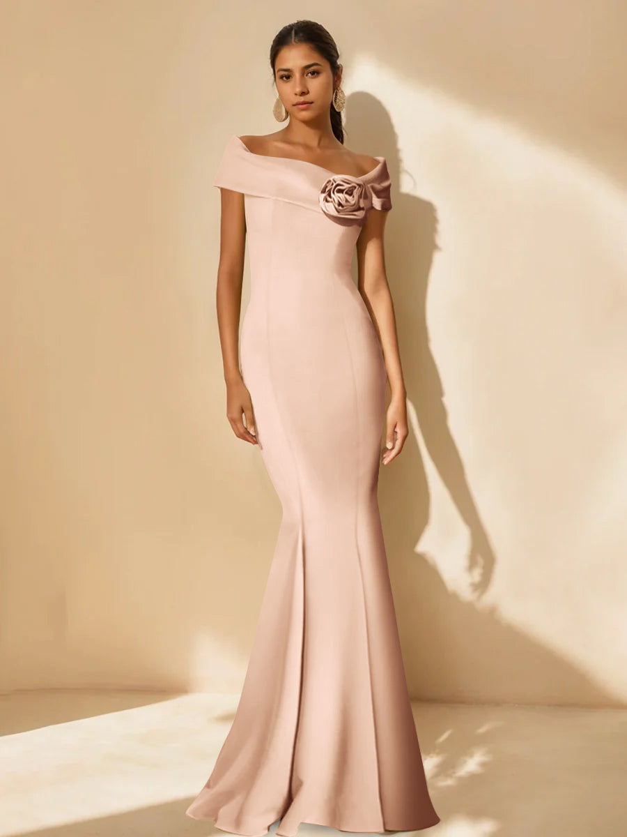 Minimalist Off-the-Shoulder Mother of the Bride Dresses in Trumpet/Mer –  Dressystars