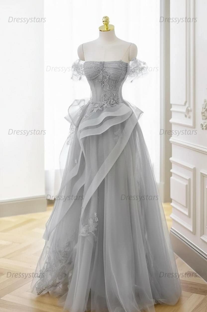 Mint Green Prom Dress Tulle Lace Long Elegant Corset Formal Party Evening Dress, Mint Green