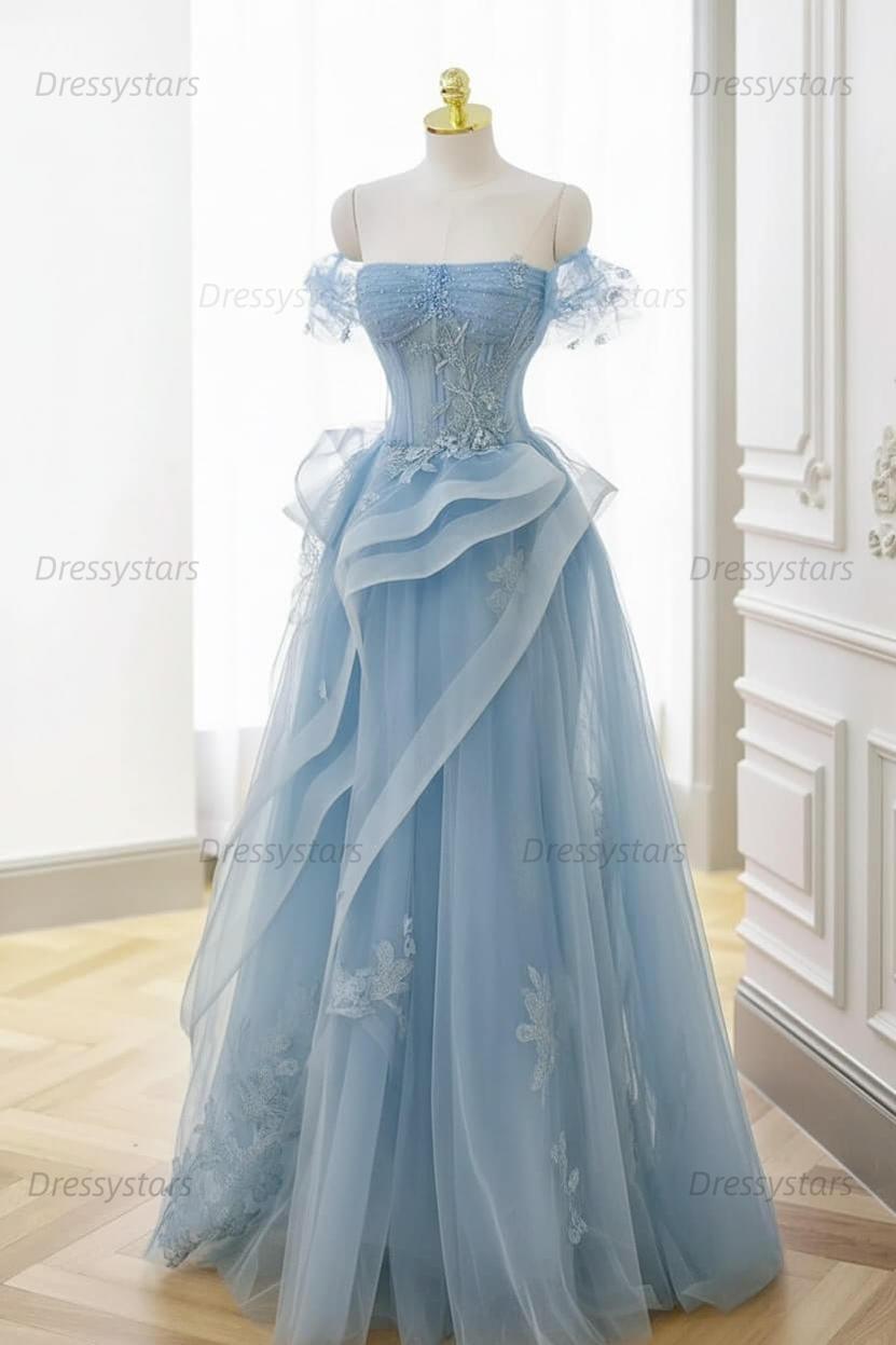 Dressystars Mint Green Prom Dress Tulle Lace Long Elegant Corset Formal  Party Evening Dress