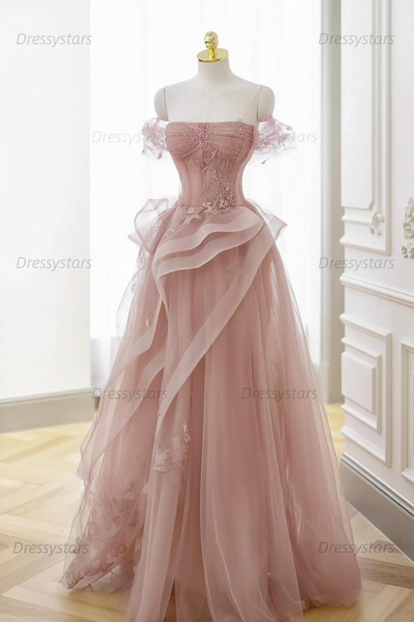 Mint Green Prom Dress Tulle Lace Long Elegant Corset Formal Party Evening Dress