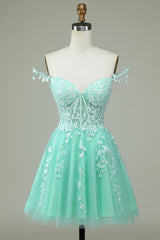 Mint Homecoming Dresses Backless Short Cocktail Dresses with Appliques