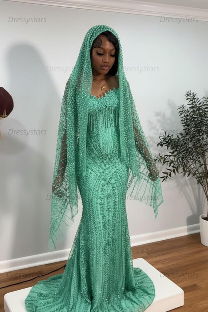 Sweetheart Prom Dress Mermaid Stunning Evening Dress with Beadings