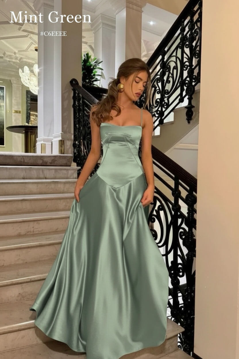 Dressystars Brown Luxe Silk-Look Long Evening Dress With Fitted Bodice Formal Evening Gown