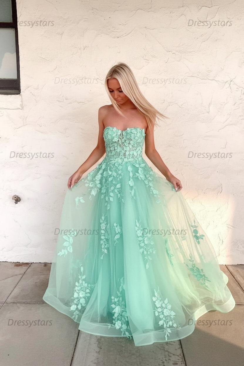 Orange Prom Dress Sweetheart Long Evening Dress with Appliques