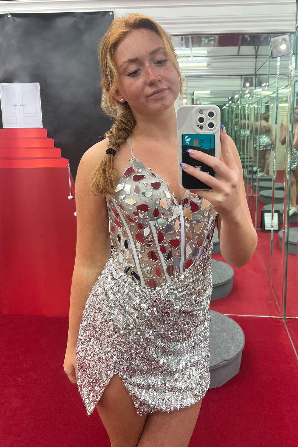 Mirror Peacock Blue Homecoming Dresses Corset Tight Short Hoco Dresses