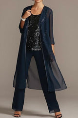 Mother of the Bride Scoop Neck Chiffon Pantsuits