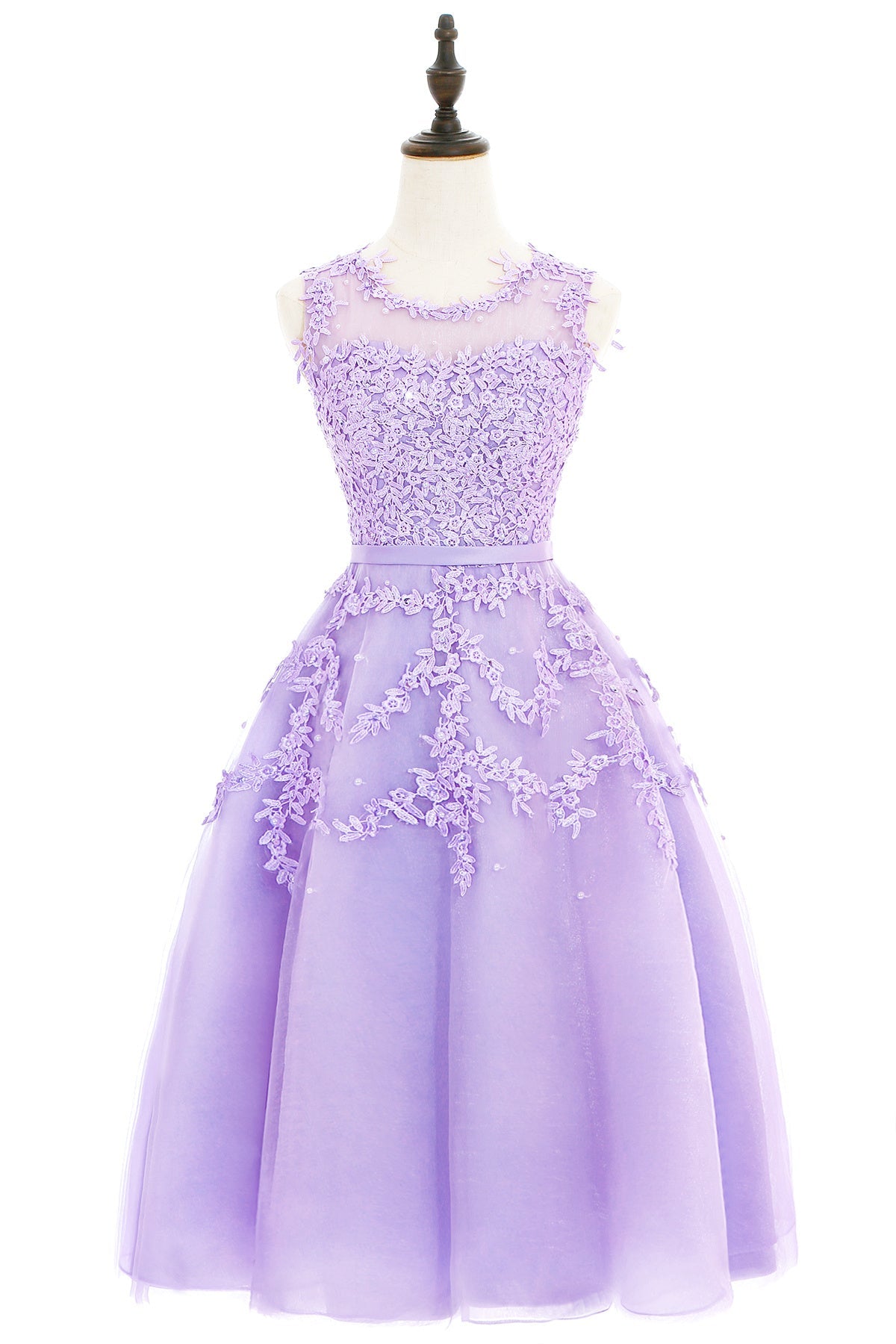 Navy Crew Neck Homecoming Dress Tulle Appliques A Line Wedding Party Dress