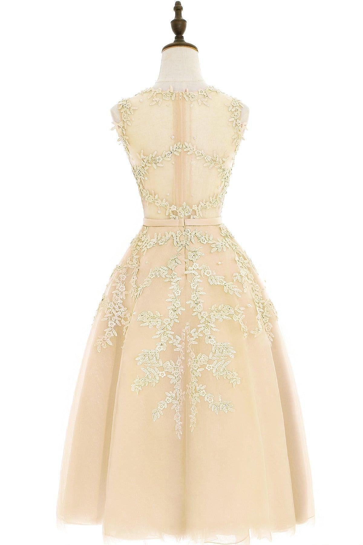 Navy Crew Neck Homecoming Dress Tulle Appliques A Line Wedding Party Dress