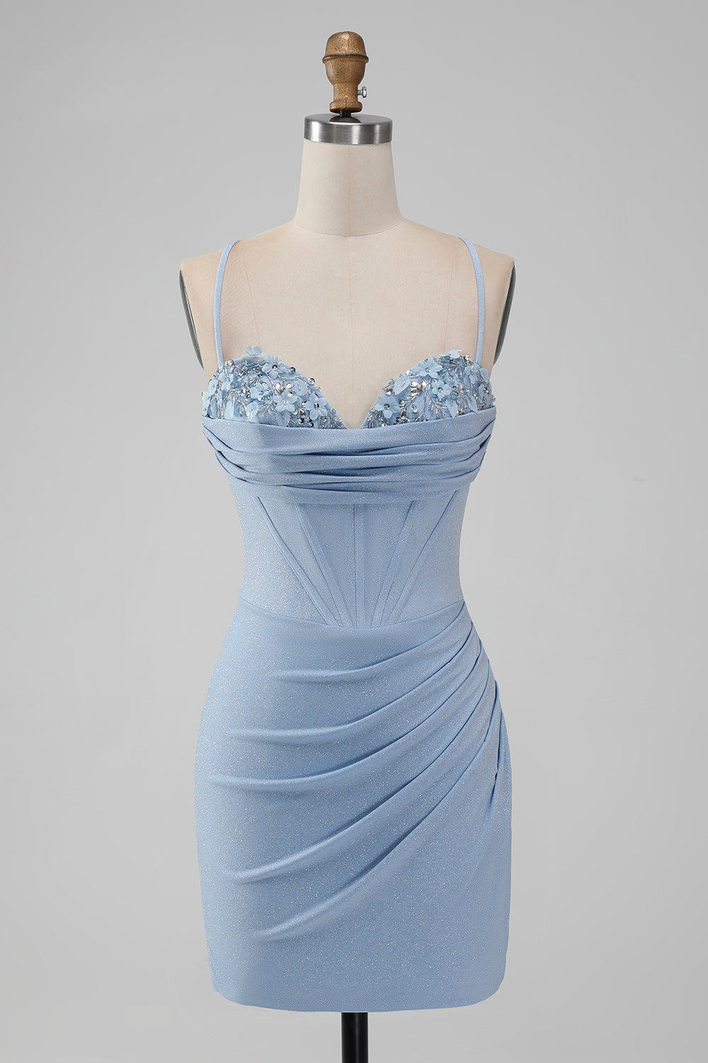 Navy Homecoming Dresses Beaded Corset Tight Short Cocktail Dresses