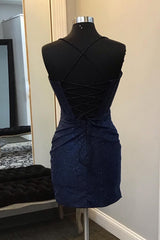Navy Homecoming Dresses Beaded Corset Tight Short Cocktail Dresses