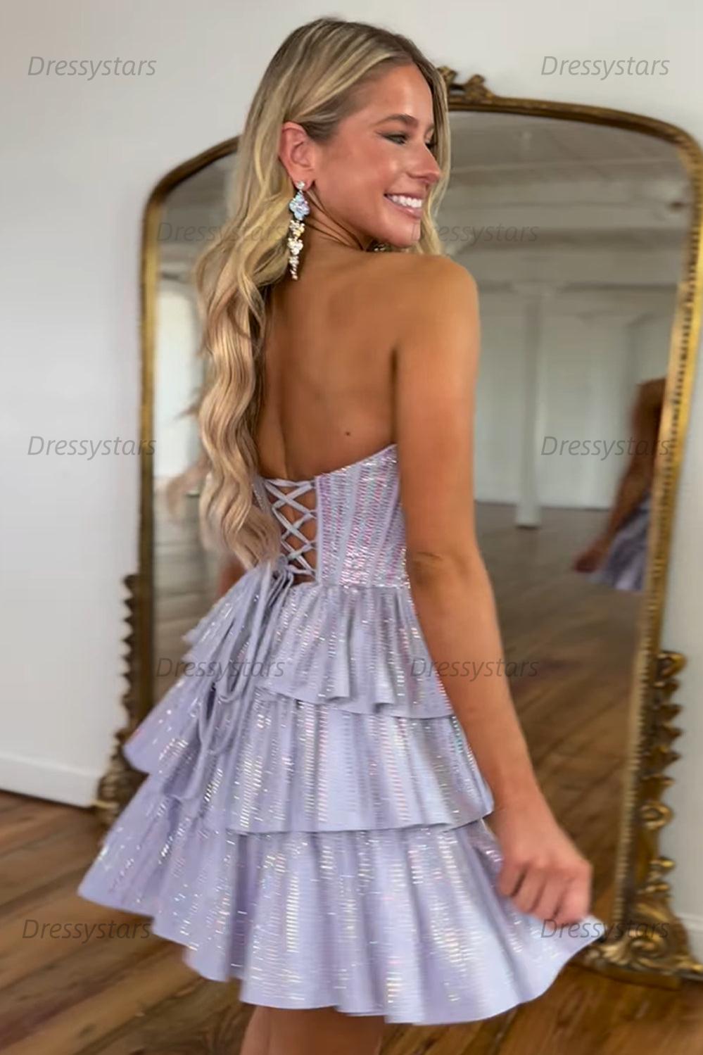 Navy Homecoming Dresses Sweetheart Corset Short Cocktail Dresses With Ruffles
