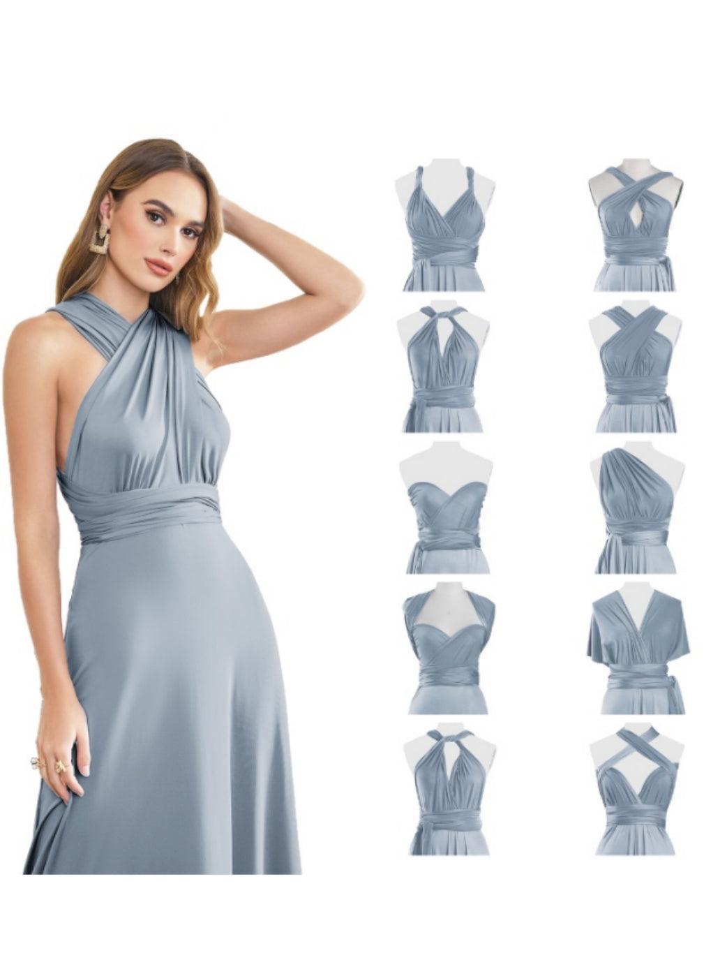 Navy Prom Dress Convertible Floor Length Sheath/Column Evening Dress