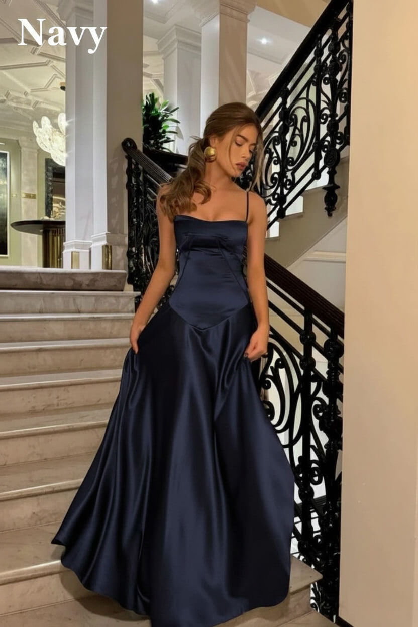 Dressystars Brown Luxe Silk-Look Long Evening Dress With Fitted Bodice Formal Evening Gown