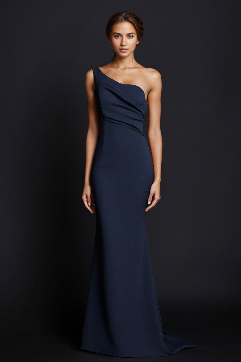 Dressystars One Shoulder Khaki Wedding Guest Dress Mermaid Long Formal Dress