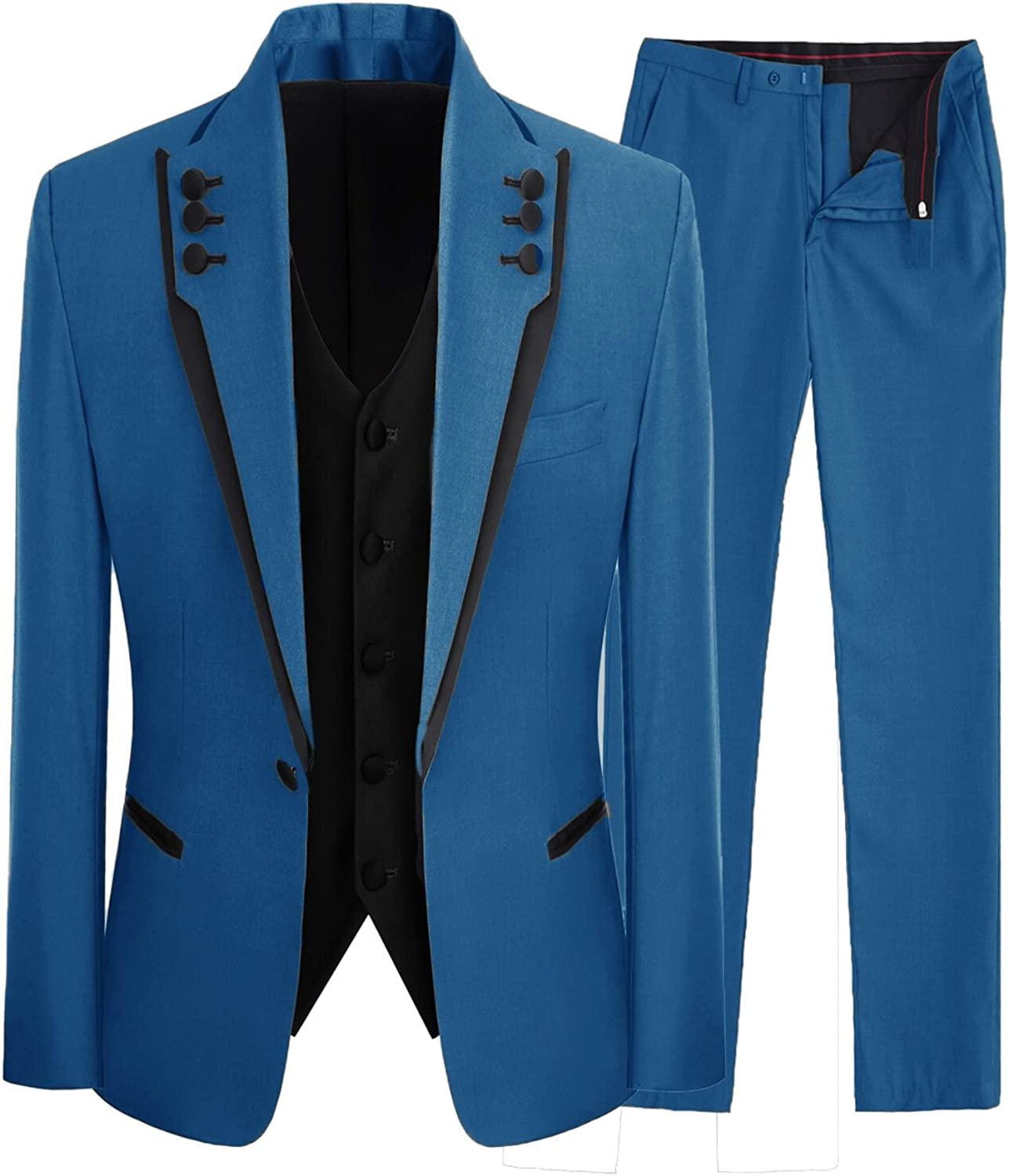 Newest Blue Shawl Lapel 3 Piece Prom Suit