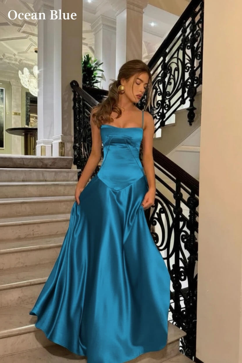 Dressystars Brown Luxe Silk-Look Long Evening Dress With Fitted Bodice Formal Evening Gown