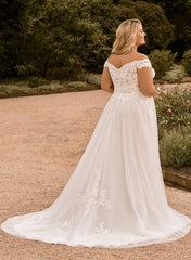 Off The Shoulder A Line Beach Wedding Dress